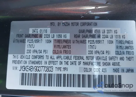 2016 Mazda Cx-5 Sport из США, поврежденный, VIN JM3KE4BY9G0770803